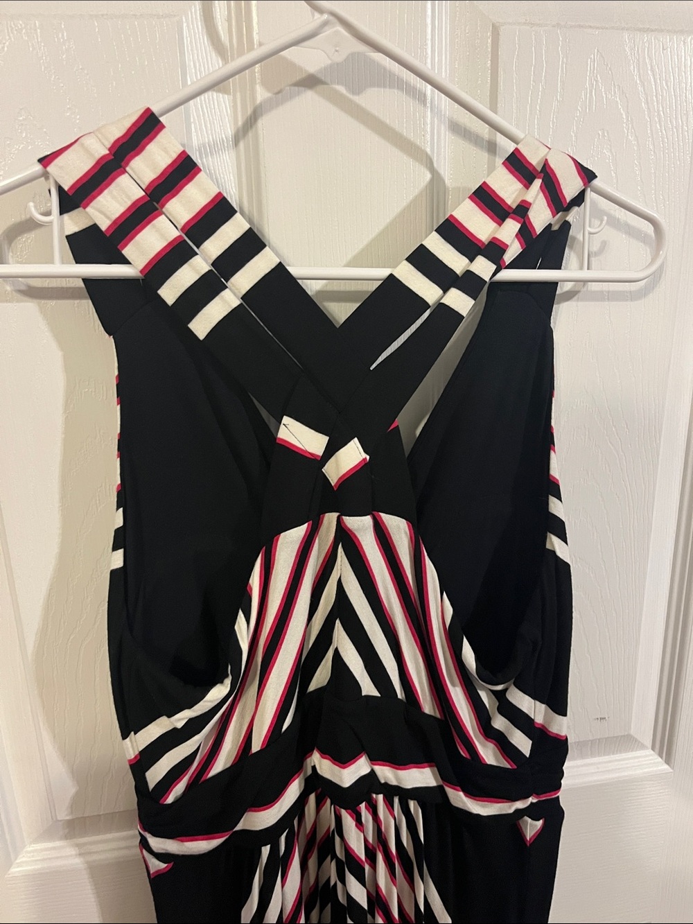 Soma Black Maxi Dress with White and Pink Stripes - Picture 3 of 3